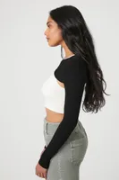 Women's Super Cropped Sweater-Knit Top in Black Small