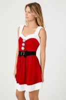 Women's Santa Pom Mini Dress Red