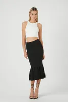 Women's Sweater-Knit Mermaid Midi Skirt in Black, XS