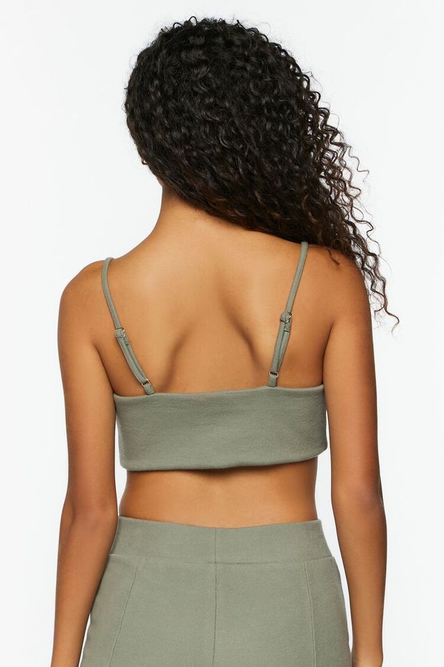 Forever 21 Women's Cropped V-Neck Cami Dark Green