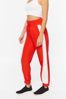 Women's Active Side-Striped Drawstring Joggers in Fiery Red/White Small