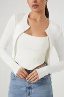 Women's Cropped Zip-Up Sweater in Vanilla Medium