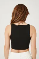 Women's Sweater-Knit Sleeveless Crop Top in Black Small