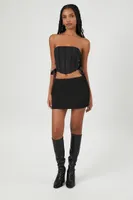 Women's Lace Corset Cropped Tube Top Black