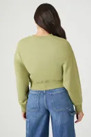 Women's Cropped New York City Pullover in Olive Large