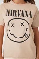 Women's Nirvana Graphic T-Shirt in Taupe/Black, S/M