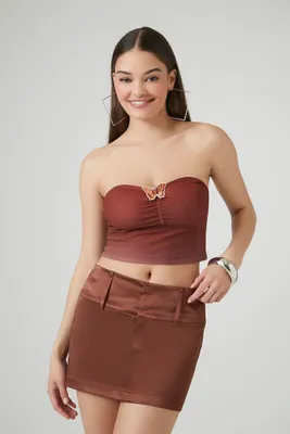 Women's Satin Mini Skirt Cappuccino