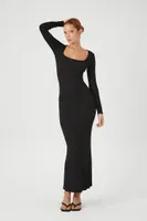 Women's Ribbed Bodycon Maxi Dress in Black, XL