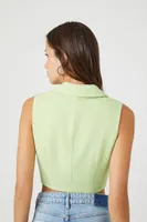 Women's Notched Lapel Cropped Vest in Pistachio Large