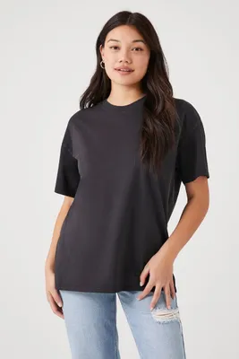 Women's Oversized Boyfriend Crew T-Shirt Washed Black