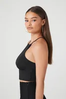 Women's Lace-Up Cropped Cami in Black Large