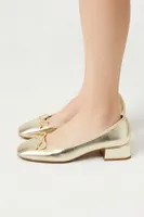 Women's Faux Leather Ballet Flats in Gold, 7.5