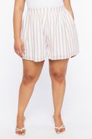 Women's Striped Shorts in White/Safari, 0X