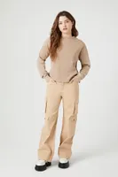 Women's Waffle Knit Drop-Sleeve Top in Sand Large