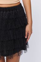 Women's Clip Dot Tiered Mini Skirt in Black Small