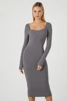 Women's Ribbed Open-Back Bodycon Midi Dress Small