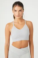 Women's Seamless Strappy Longline Sports Bra in Heather Grey Medium