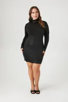 Women's Mock Neck Mini Dress Black,