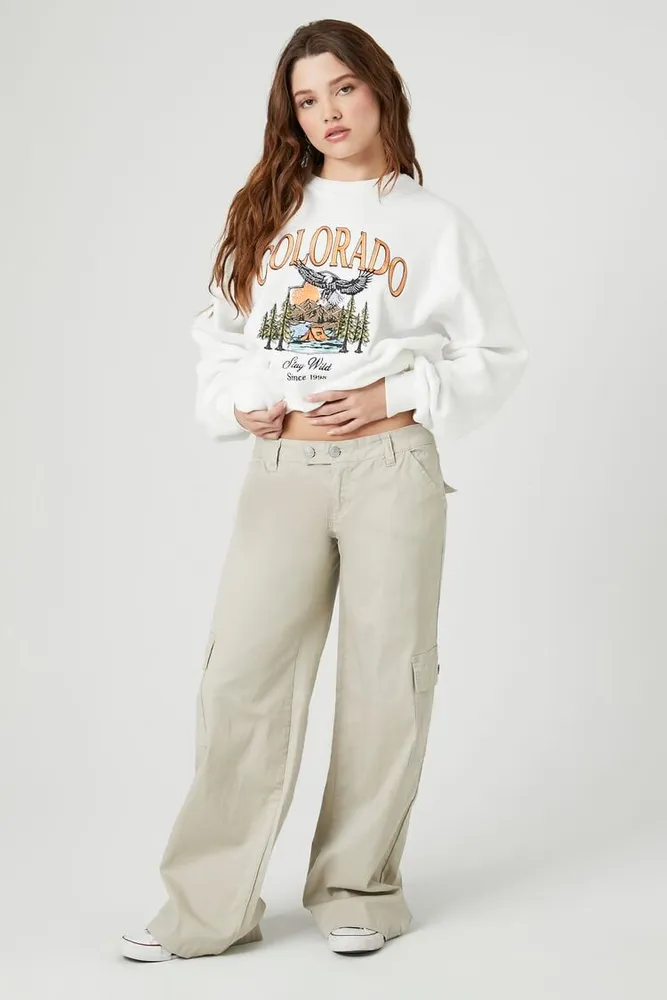 Women's Mid-Rise Cargo Pants in Beige Large