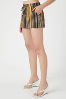 Women's Striped Lace-Up Pull-On Shorts