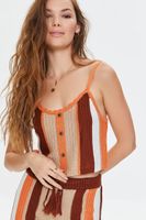 Women's Striped Crochet Cami & Shorts Set in Rust Large