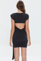 Women's Ruched Bodycon Mini Dress in Black Medium