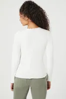 Women's Cotton-Blend Lettuce-Edge Top White