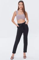 Women's Ribbed Knit Crop Top in Ash Brown Large