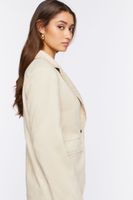 Women's Faux Suede Peak Lapel Blazer in Beige Medium