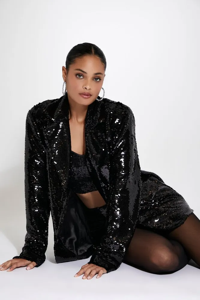 Women's Sequin Notched Blazer