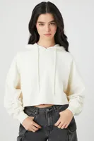 Women's Cropped French Terry Hoodie in Vanilla Small