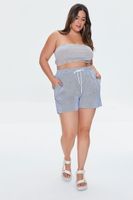 Women's Pinstriped Drawstring Shorts Blue/White,