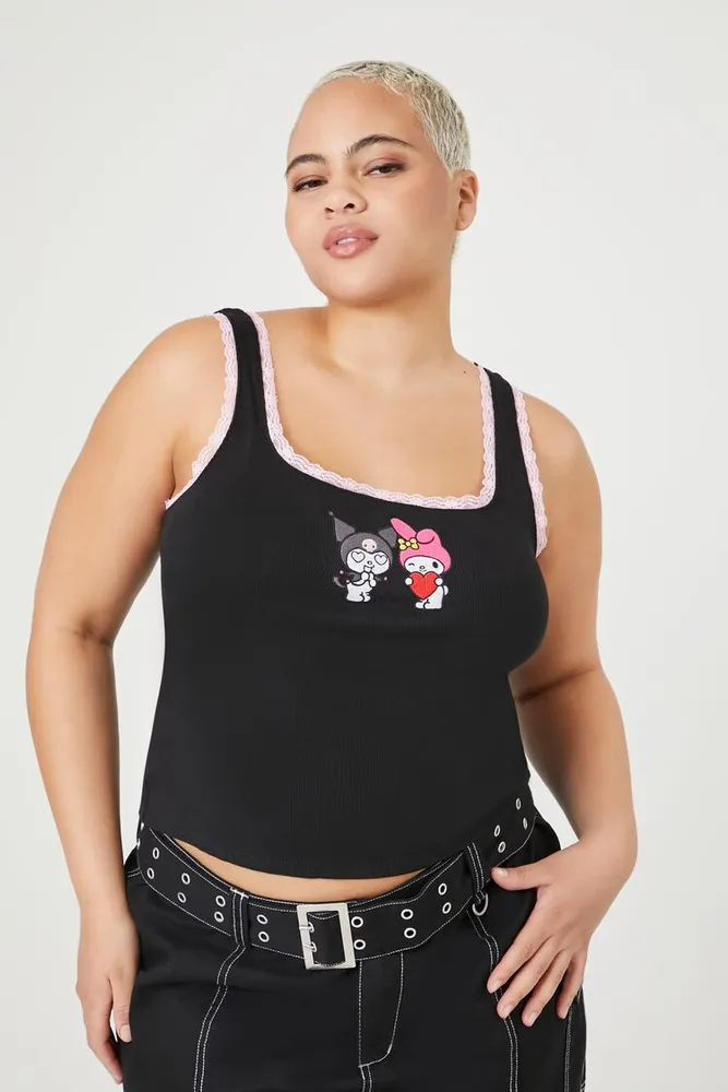 Women's Kuromi & My Melody Tank Top in Black, 3X