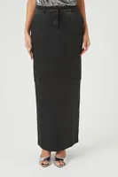 Women's Satin Cargo Maxi Skirt