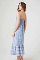 Women's Paisley Print Cami Maxi Dress in Blue Large