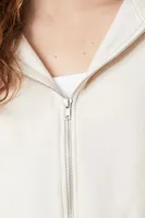 Women's Cropped Zip-Up Hoodie in Oatmeal Large