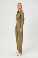 Women's Wide-Leg Cargo Jumpsuit in Olive Small