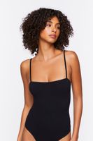 Women's Seamless Ribbed Bodysuit in Black Large