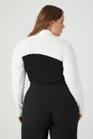 Women's Ribbed Bolero Shrug Top in White, 3X