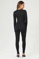 Women's Ribbed V-Neck Jumpsuit in Black Large