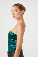 Women's Sweetheart Velvet Bodysuit Emerald