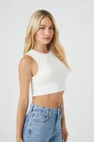 Women's Cropped Crew Muscle T-Shirt in White Large