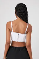 Women's Denim Bustier Crop Top in White, XL