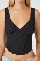 Women's Lace Crop Top in Black Small