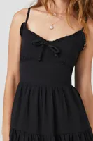 Women's Ruffle-Trim Cami Mini Dress in Black Large