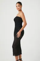 Women's Lace Midi Tube Dress in Black Small