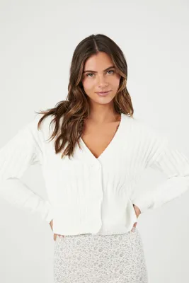 Women's Cropped Cardigan Sweater in Ivory Medium