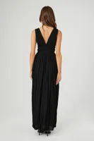 Women's Plunging Maxi Dress in Black Small