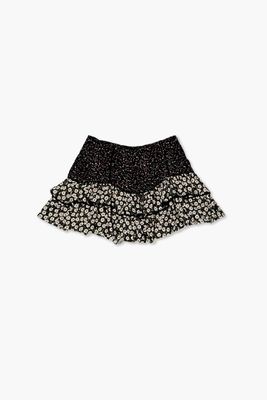 Girls Floral Print Skirt (Kids) in Black, 11/12