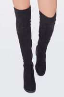 Women's Faux Suede Over-the-Knee Boots in Black, 7.5